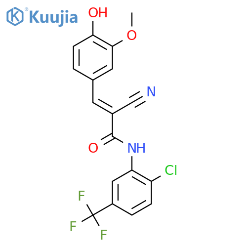 N-[2-chloro-5-(trifluoromethyl)phenyl]-2-cyano-3-(4-hydroxy-3-methoxyphenyl)prop-2-enamide structure