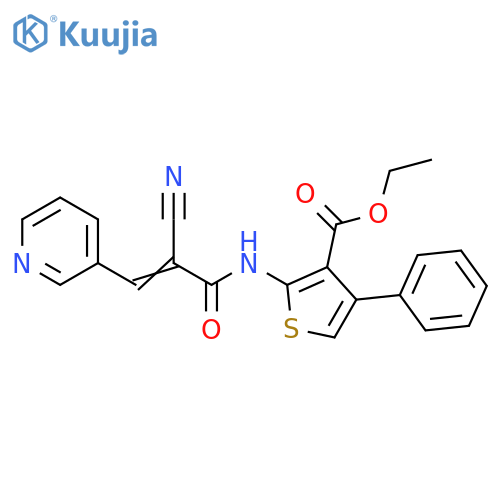 Ethyl 2-[[2-cyano-1-oxo-3-(3-pyridinyl)-2-propen-1-yl]amino]-4-phenyl-3-thiophenecarboxylate structure