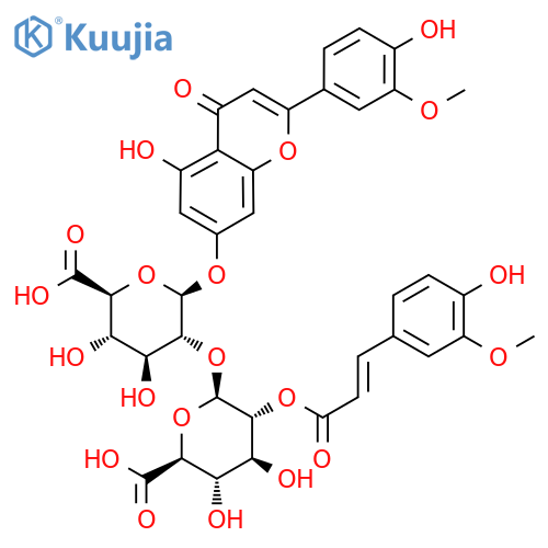 (2S,3S,4S,5R,6S)-5-[(2R,3R,4S,5S,6S)-6-carboxy-4,5-dihydroxy-3-[(E)-3-(4-hydroxy-3-methoxyphenyl)prop-2-enoyl]oxyoxan-2-yl]oxy-3,4-dihydroxy-6-[5-hydroxy-2-(4-hydroxy-3-methoxyphenyl)-4-oxochromen-7-yl]oxyoxane-2-carboxylic acid structure