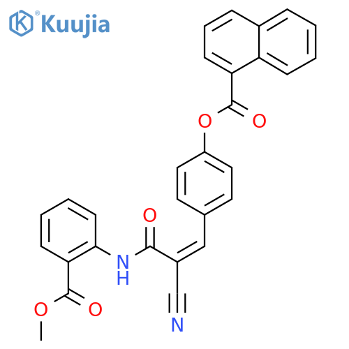 [4-[(Z)-2-Cyano-3-(2-methoxycarbonylanilino)-3-oxoprop-1-enyl]phenyl] naphthalene-1-carboxylate structure