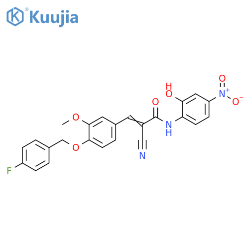 2-Cyano-3-[4-[(4-fluorophenyl)methoxy]-3-methoxyphenyl]-N-(2-hydroxy-4-nitrophenyl)-2-propenamide structure