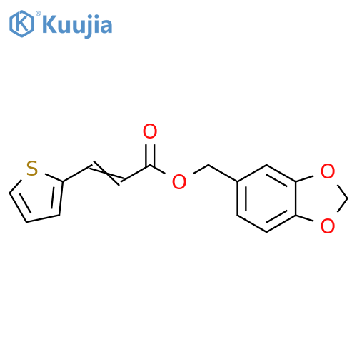 (2H-1,3-benzodioxol-5-yl)methyl (2E)-3-(thiophen-2-yl)prop-2-enoate structure