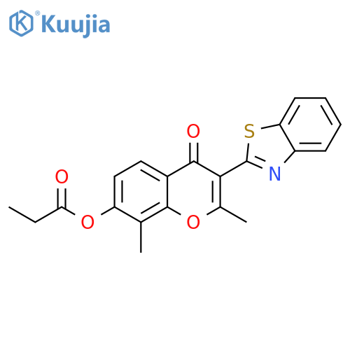 3-(1,3-benzothiazol-2-yl)-2,8-dimethyl-4-oxo-4H-chromen-7-yl propanoate structure