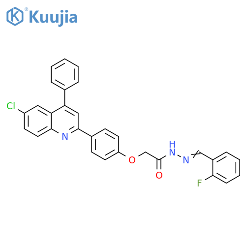 2-4-(6-chloro-4-phenylquinolin-2-yl)phenoxy-N'-(1E)-(2-fluorophenyl)methylideneacetohydrazide structure