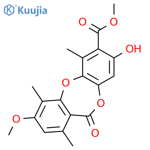 8-hydroxy-3-methoxy-1,4,6-trimethyl-11-oxo-11H-dibenzo[b,e][1,4]dioxepine-7-carboxylic acid methyl ester structure