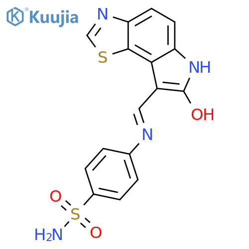 4-[[(Z)-(7-oxo-6H-pyrrolo[2,3-g][1,3]benzothiazol-8-ylidene)methyl]amino]benzenesulfonamide structure