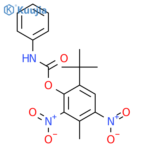 6-tert-butyl-3-methyl-2,4-dinitrophenyl phenylcarbamate structure