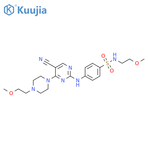 Benzenesulfonamide,4-[[5-cyano-4-[4-(2-methoxyethyl)-1-piperazinyl]-2-pyrimidinyl]amino]-N-(2-methoxyethyl)- structure
