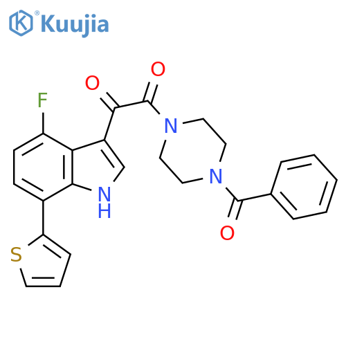 Piperazine, 1-benzoyl-4-[[4-fluoro-7-(2-thienyl)-1H-indol-3-yl]oxoacetyl]- structure