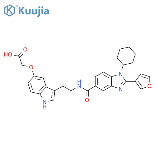 Acetic acid,[[3-[2-[[[1-cyclohexyl-2-(3-furanyl)-1H-benzimidazol-5-yl]carbonyl]amino]ethyl]-1H-indol-5-yl]oxy]- structure