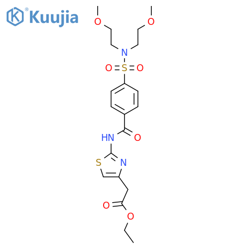 ethyl 2-(2-{4-bis(2-methoxyethyl)sulfamoylbenzamido}-1,3-thiazol-4-yl)acetate structure
