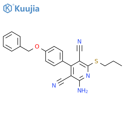 2-amino-4-4-(benzyloxy)phenyl-6-(propylsulfanyl)pyridine-3,5-dicarbonitrile structure