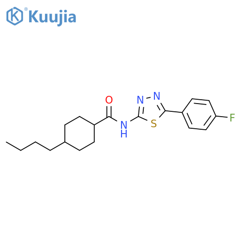 4-butyl-N-5-(4-fluorophenyl)-1,3,4-thiadiazol-2-ylcyclohexane-1-carboxamide structure