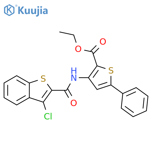 ethyl 3-(3-chloro-1-benzothiophene-2-amido)-5-phenylthiophene-2-carboxylate structure
