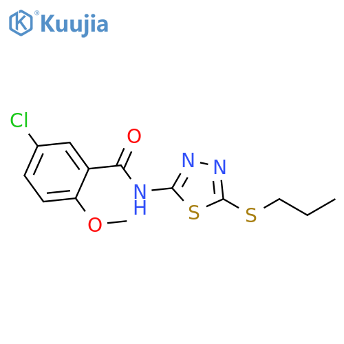5-chloro-2-methoxy-N-[5-(propylsulfanyl)-1,3,4-thiadiazol-2-yl]benzamide structure