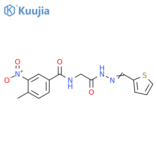 4-methyl-3-nitro-N-({N'-(1E)-(thiophen-2-yl)methylidenehydrazinecarbonyl}methyl)benzamide structure