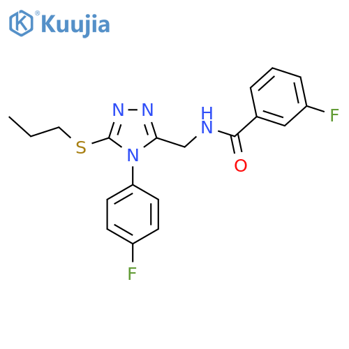 3-fluoro-N-{4-(4-fluorophenyl)-5-(propylsulfanyl)-4H-1,2,4-triazol-3-ylmethyl}benzamide structure