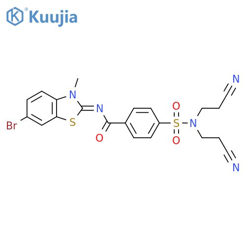 4-bis(2-cyanoethyl)sulfamoyl-N-(2Z)-6-bromo-3-methyl-2,3-dihydro-1,3-benzothiazol-2-ylidenebenzamide structure