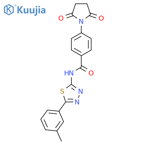 4-(2,5-dioxopyrrolidin-1-yl)-N-5-(3-methylphenyl)-1,3,4-thiadiazol-2-ylbenzamide structure