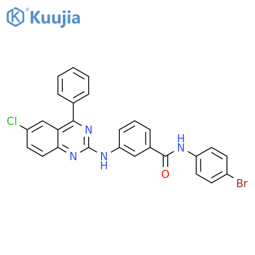 N-(4-bromophenyl)-3-(6-chloro-4-phenylquinazolin-2-yl)aminobenzamide structure