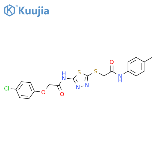 2-(4-chlorophenoxy)-N-5-({(4-methylphenyl)carbamoylmethyl}sulfanyl)-1,3,4-thiadiazol-2-ylacetamide structure