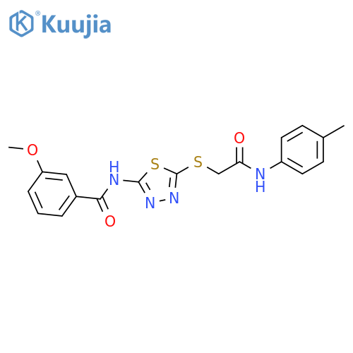 3-methoxy-N-5-({(4-methylphenyl)carbamoylmethyl}sulfanyl)-1,3,4-thiadiazol-2-ylbenzamide structure