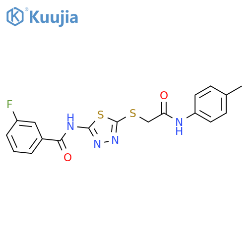 3-fluoro-N-5-({(4-methylphenyl)carbamoylmethyl}sulfanyl)-1,3,4-thiadiazol-2-ylbenzamide structure
