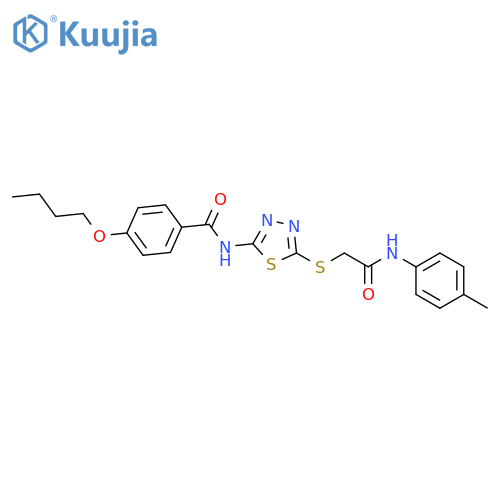 4-butoxy-N-5-({(4-methylphenyl)carbamoylmethyl}sulfanyl)-1,3,4-thiadiazol-2-ylbenzamide structure