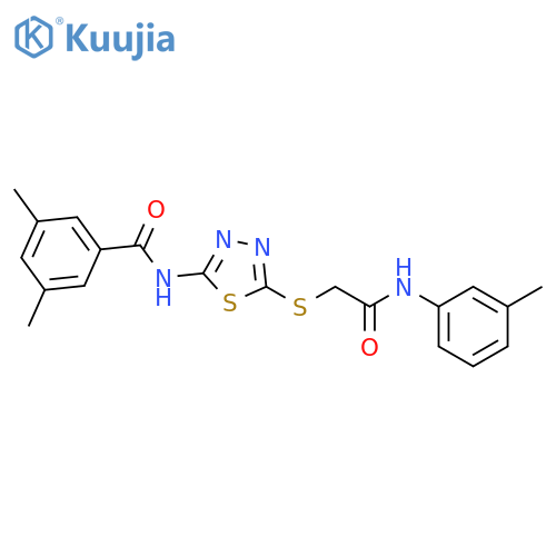 3,5-dimethyl-N-5-({(3-methylphenyl)carbamoylmethyl}sulfanyl)-1,3,4-thiadiazol-2-ylbenzamide structure