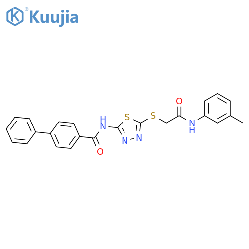 N-5-({(3-methylphenyl)carbamoylmethyl}sulfanyl)-1,3,4-thiadiazol-2-yl-1,1'-biphenyl-4-carboxamide structure