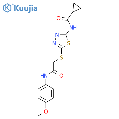 N-5-({(4-methoxyphenyl)carbamoylmethyl}sulfanyl)-1,3,4-thiadiazol-2-ylcyclopropanecarboxamide structure