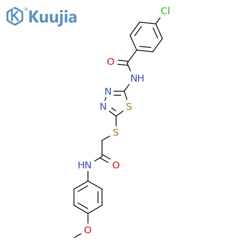 4-chloro-N-5-({(4-methoxyphenyl)carbamoylmethyl}sulfanyl)-1,3,4-thiadiazol-2-ylbenzamide structure