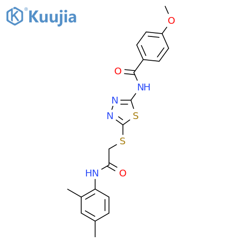 N-5-({(2,4-dimethylphenyl)carbamoylmethyl}sulfanyl)-1,3,4-thiadiazol-2-yl-4-methoxybenzamide structure