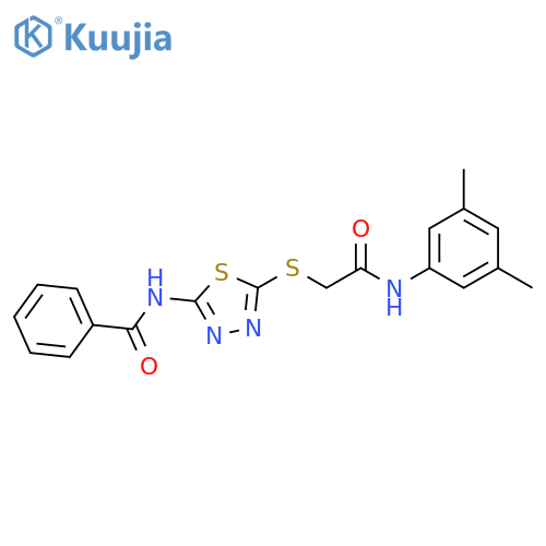 N-5-({(3,5-dimethylphenyl)carbamoylmethyl}sulfanyl)-1,3,4-thiadiazol-2-ylbenzamide structure