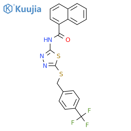 N-5-({4-(trifluoromethyl)phenylmethyl}sulfanyl)-1,3,4-thiadiazol-2-ylnaphthalene-1-carboxamide structure