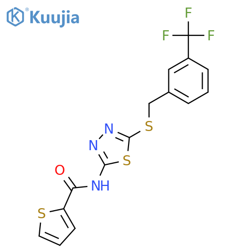 N-[5-({[3-(trifluoromethyl)phenyl]methyl}sulfanyl)-1,3,4-thiadiazol-2-yl]thiophene-2-carboxamide structure