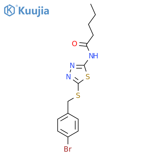 N-(5-{(4-bromophenyl)methylsulfanyl}-1,3,4-thiadiazol-2-yl)pentanamide structure