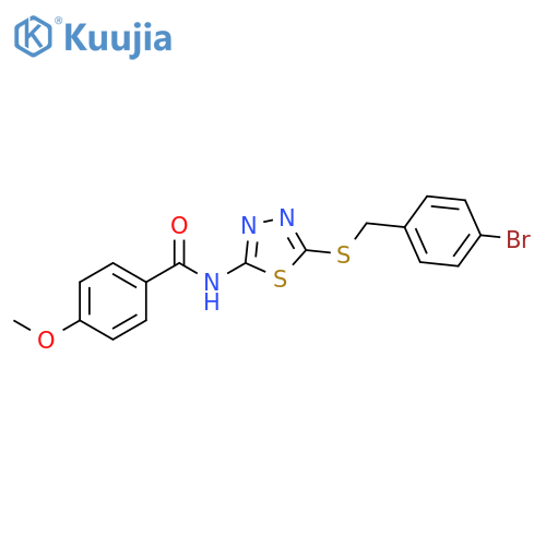 N-(5-{(4-bromophenyl)methylsulfanyl}-1,3,4-thiadiazol-2-yl)-4-methoxybenzamide structure