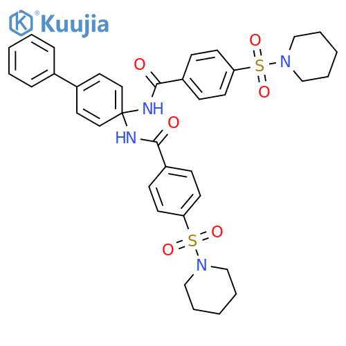 4-(piperidine-1-sulfonyl)-N-{4'-4-(piperidine-1-sulfonyl)benzamido-1,1'-biphenyl-4-yl}benzamide structure