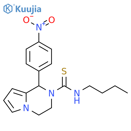 N-butyl-1-(4-nitrophenyl)-1H,2H,3H,4H-pyrrolo1,2-apyrazine-2-carbothioamide structure