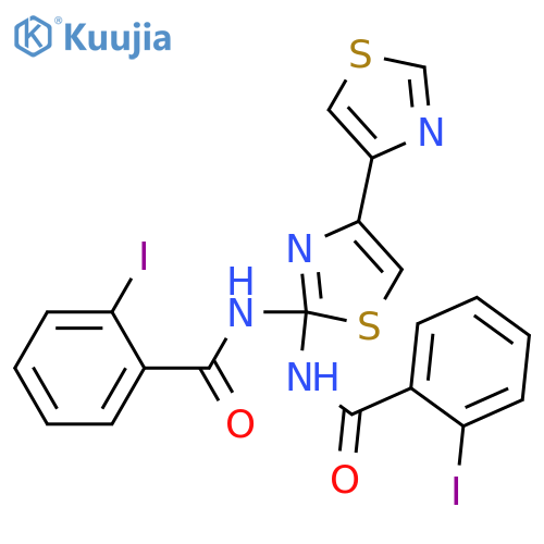 2-iodo-N-{4-[2-(2-iodobenzamido)-1,3-thiazol-4-yl]-1,3-thiazol-2-yl}benzamide structure