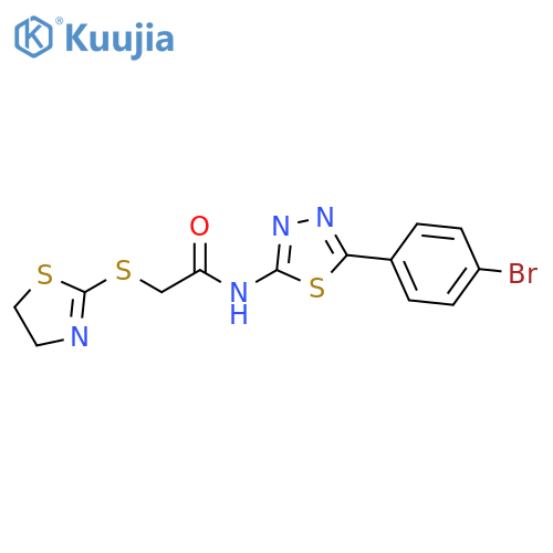 N-[5-(4-bromophenyl)-1,3,4-thiadiazol-2-yl]-2-(4,5-dihydro-1,3-thiazol-2-ylsulfanyl)acetamide structure