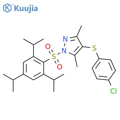 4-(4-chlorophenyl)sulfanyl-3,5-dimethyl-1-2,4,6-tris(propan-2-yl)benzenesulfonyl-1H-pyrazole structure