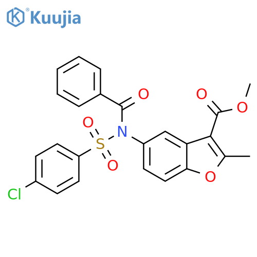 methyl 5-N-(4-chlorobenzenesulfonyl)benzamido-2-methyl-1-benzofuran-3-carboxylate structure