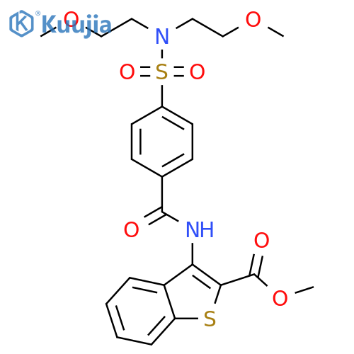 methyl 3-{4-bis(2-methoxyethyl)sulfamoylbenzamido}-1-benzothiophene-2-carboxylate structure