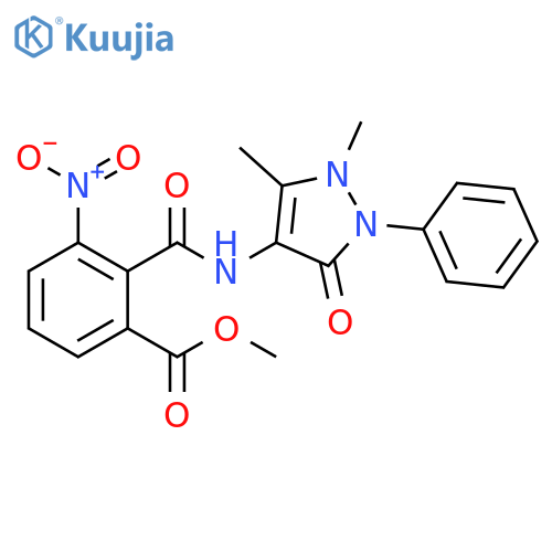 methyl 2-(1,5-dimethyl-3-oxo-2-phenyl-2,3-dihydro-1H-pyrazol-4-yl)carbamoyl-3-nitrobenzoate structure