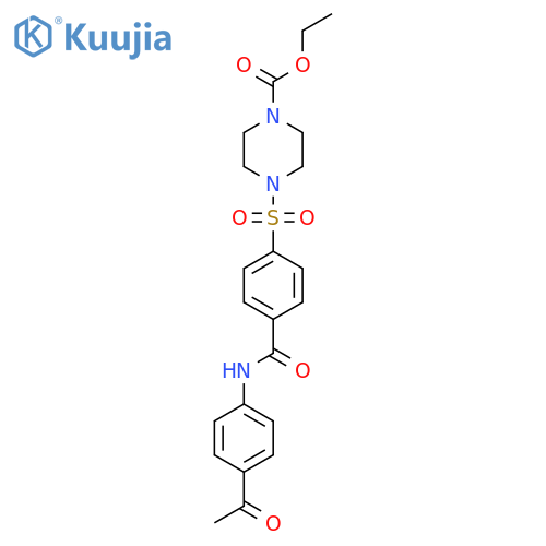 ethyl 4-{4-(4-acetylphenyl)carbamoylbenzenesulfonyl}piperazine-1-carboxylate structure