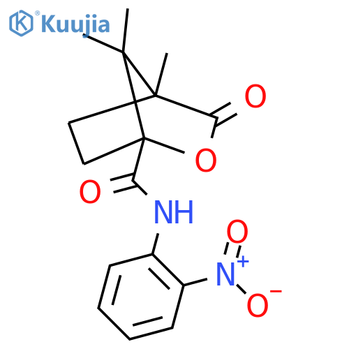 4,7,7-trimethyl-N-(2-nitrophenyl)-3-oxo-2-oxabicyclo[2.2.1]heptane-1-carboxamide structure