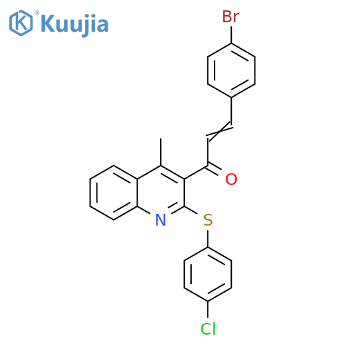 (2E)-3-(4-bromophenyl)-1-{2-[(4-chlorophenyl)sulfanyl]-4-methylquinolin-3-yl}prop-2-en-1-one structure