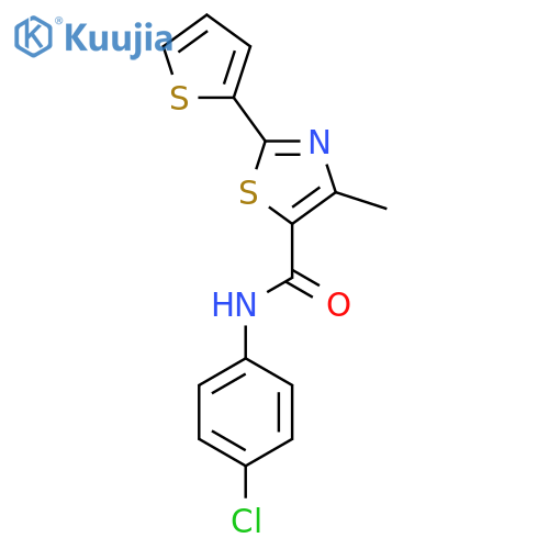 N-(4-chlorophenyl)-4-methyl-2-(2-thienyl)-1,3-thiazole-5-carboxamide structure